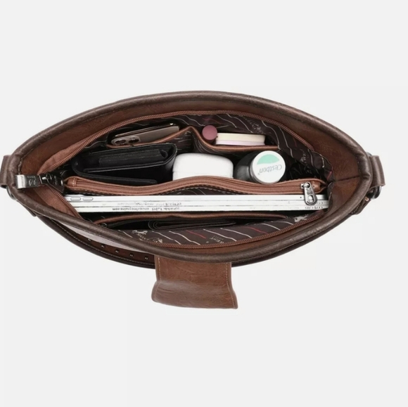 Montana West Buckle Collection Concealed Carry Hobo Bag & Wallet Set in Coffee - Picture 11 of 15